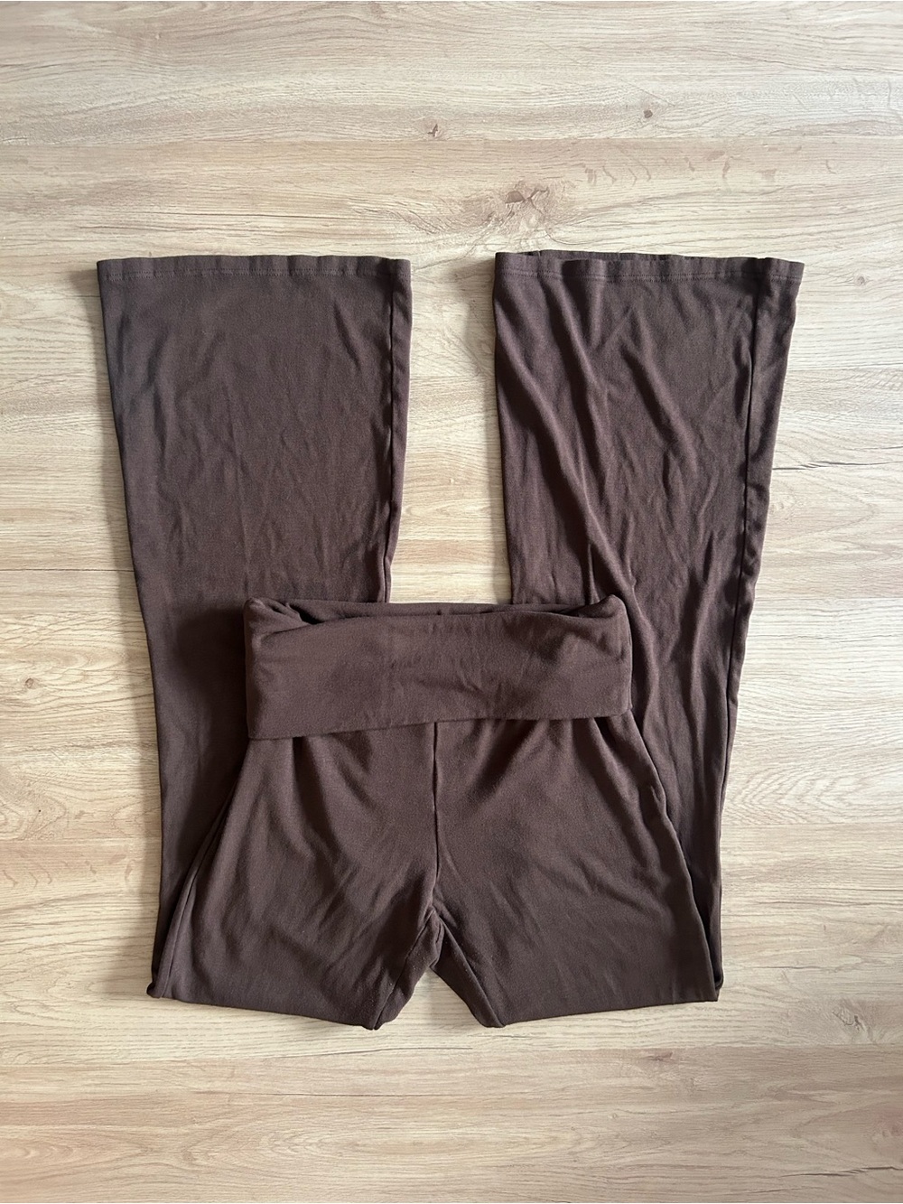 Y2K Brown Low Rise Foldover Flare Leggings Yoga Pants